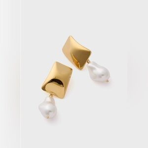 Petit Moments Gold Doris Pearl Earrings, NWT